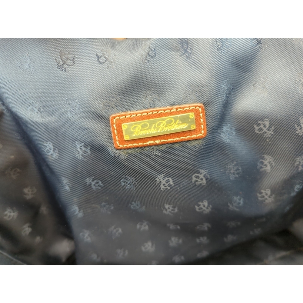 BROOKS BROTHERS Bag Canvas Leather Duffle Weekender Whiskey Brown - Picture 9 of 10